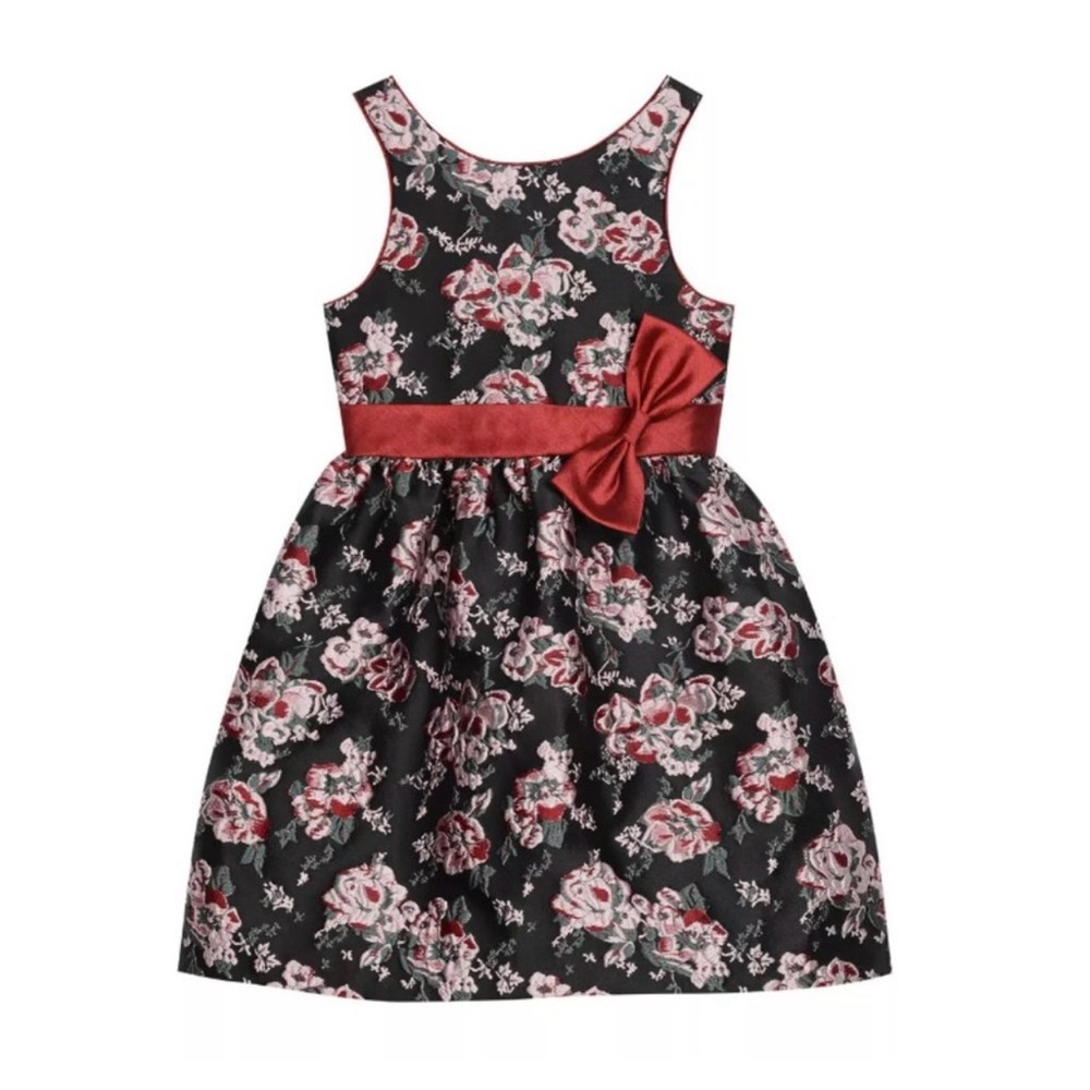 Badgley Mischka Floral Jacquard Dress With Bow Waist Size 8 Preloved Condition